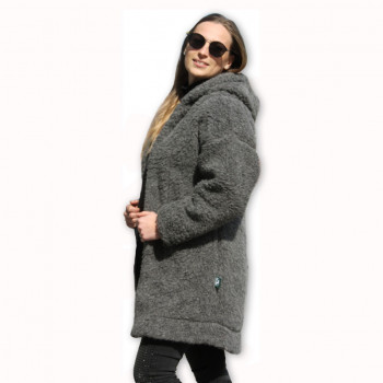 Kabát s kapucňou z ovčej vlny DIANA -11