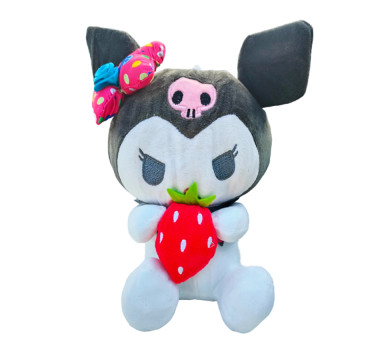 Hello Kitty plyšová KUROMI sivá s jahodou 25 cm