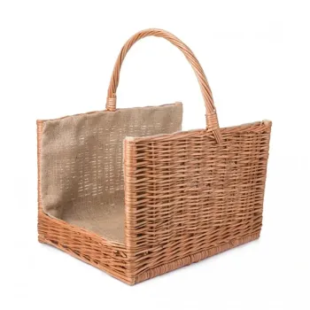 Prútený Kôš krbový hranatý s jutou