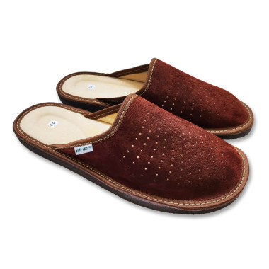 Kožené šľapky pánske, semišové