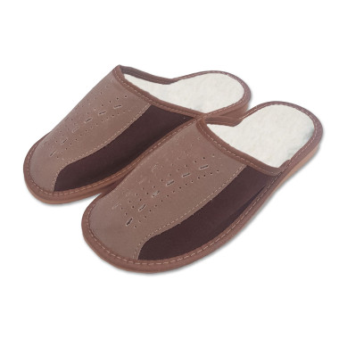 Pánske šľapky dvojfarebné s ovčou vlnou