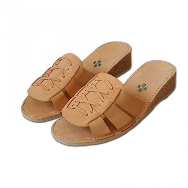 Dámske kožené šľapky na kline