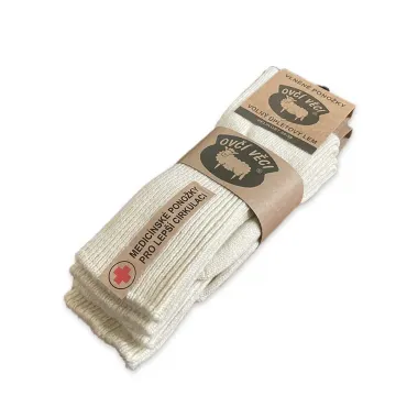 Ponožky z ovčej vlny Medicínske Klasik  425 g - Biele 2 páry