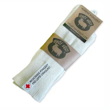 Ponožky z ovčej vlny Medicínske biele 2 páry