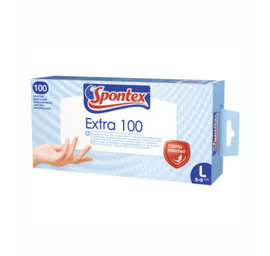 Spontex EXTRA pracovné rukavice vinylové biele - 100 ks