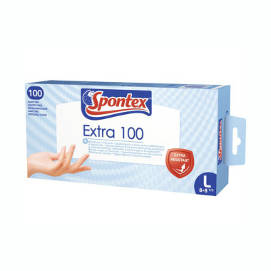 Spontex EXTRA pracovné rukavice vinylové biele - 100 ks