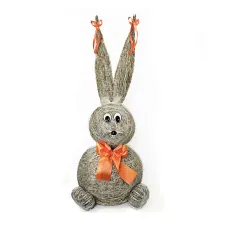 Slamový zajac s oranžovou mašľou 45 cm