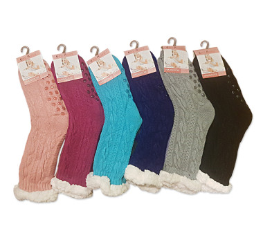 Spacie ponožky jednofarebné s pleteným vzorom