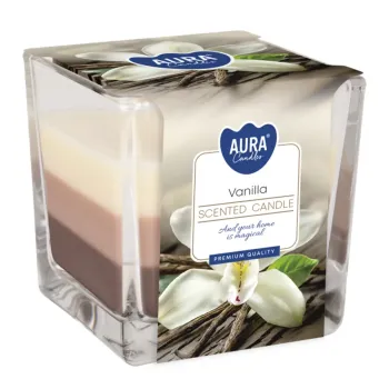 Trojfarebná vonná sviečka v skle - Vanilla 170 g