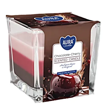 Trojfarebná vonná sviečka v skle - Chocolate Cherry 170 g