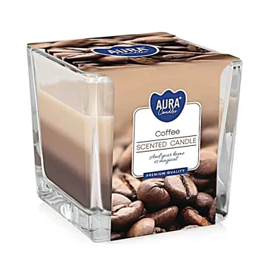 Trojfarebná vonná sviečka v skle - kava