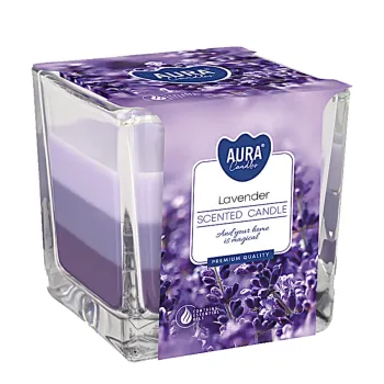 Trojfarebná vonná sviečka v skle - Lavender 170 g