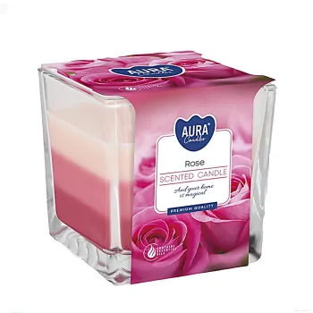 Trojfarebná vonná sviečka v skle - Rose 170 g