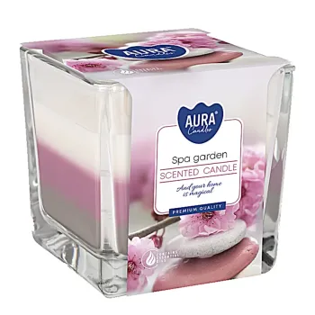 Trojfarebná vonná sviečka v skle - SPA Garden 170 g