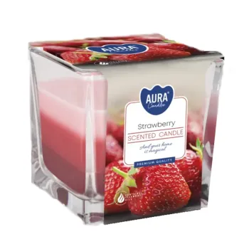 Trojfarebná vonná sviečka v skle - Strawberry 170 g