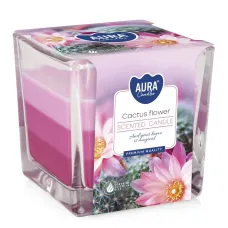 Trojfarebná vonná sviečka v skle - Cactus Flower 170 g