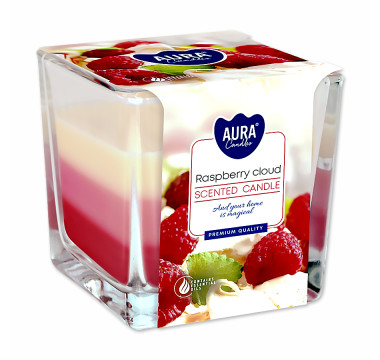 Trojfarebná vonná sviečka v skle - Malinový obláčik