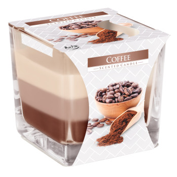 Trojfarebná vonná sviečka v skle - Coffe 170 g