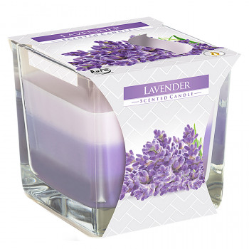 Trojfarebná vonná sviečka v skle - Lavender