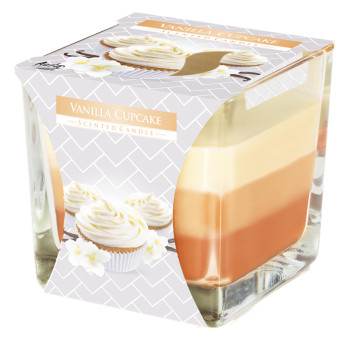 Trojfarebná vonná sviečka v skle - Vanilla Cupcake 170 g
