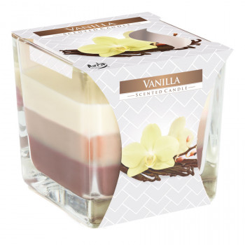 Trojfarebná vonná sviečka v skle - Vanilla