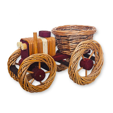 Prútený traktor Kvetináč