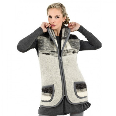 Šálová vesta z ovčej vlny s károm